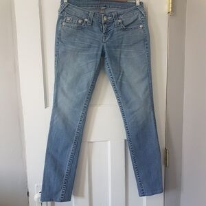 True Religion Low Rise Skinny Denim Jeans Light Wash Sz 26